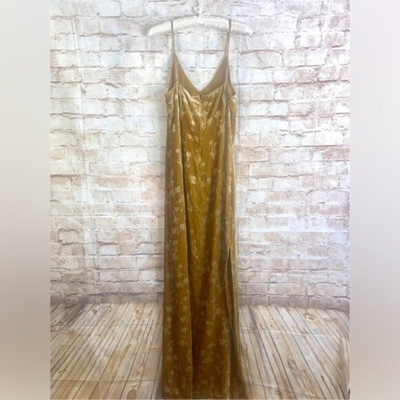 ELIZABETH & JAMES Valerie Floral Velour Maxi Dress in Brass Glitter Size 8 NWT - Picture 5 of 8